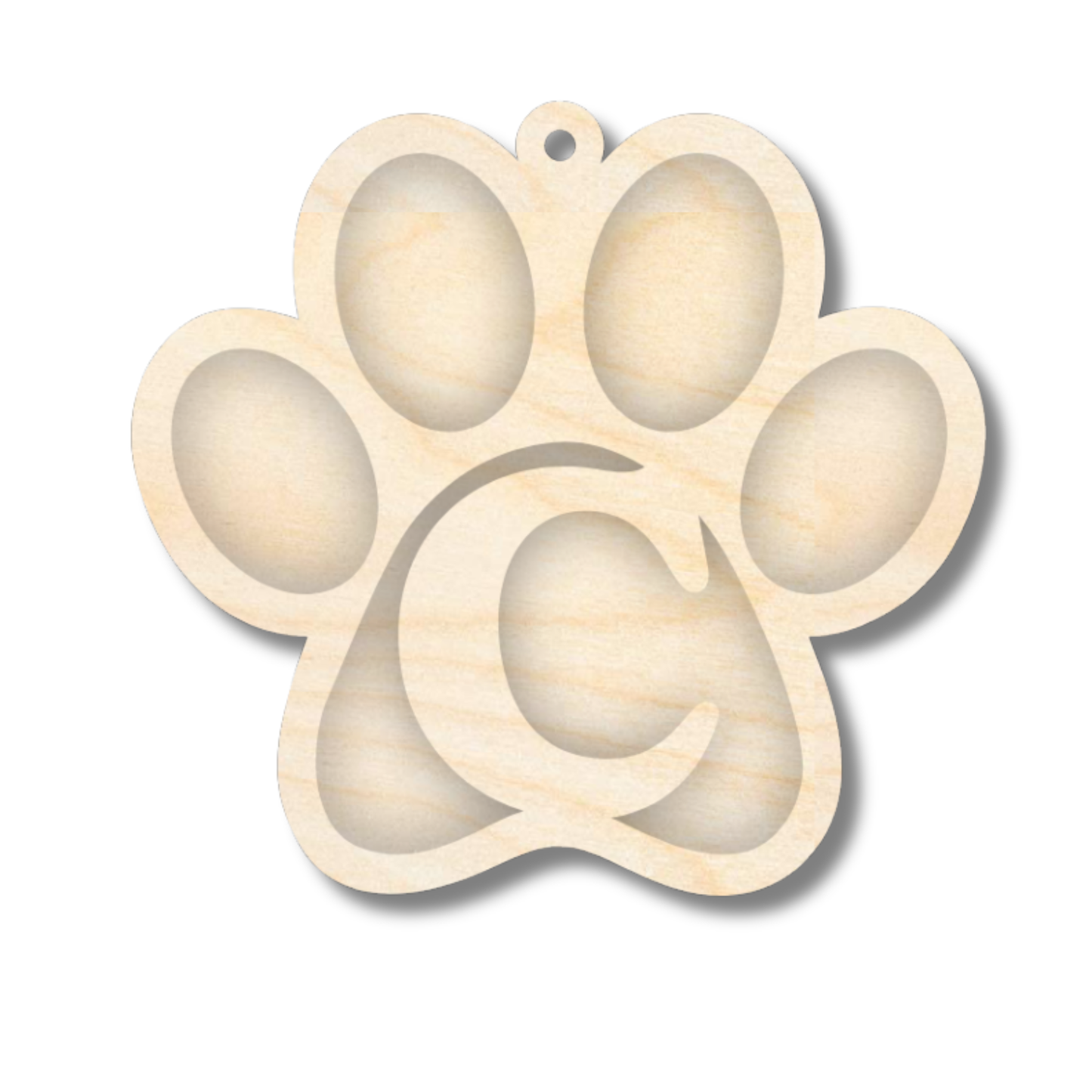 Unfinished Wood Layered Letter Paw Print Tags | A-Z | 2 Piece | 5" Wide | 1/8" Wood | Wood Craft DIY