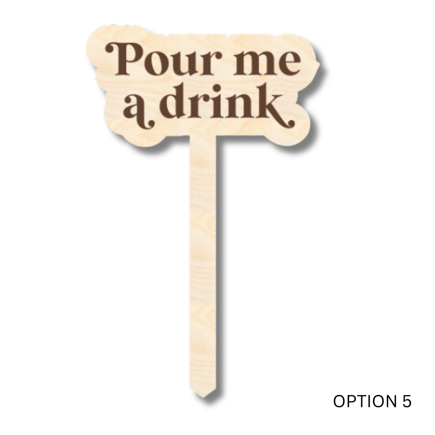 Unfinished Wood Funny Plant Stakes | 24 Options | 5" Tall | 1/8" Wood | Wood Craft Cutout