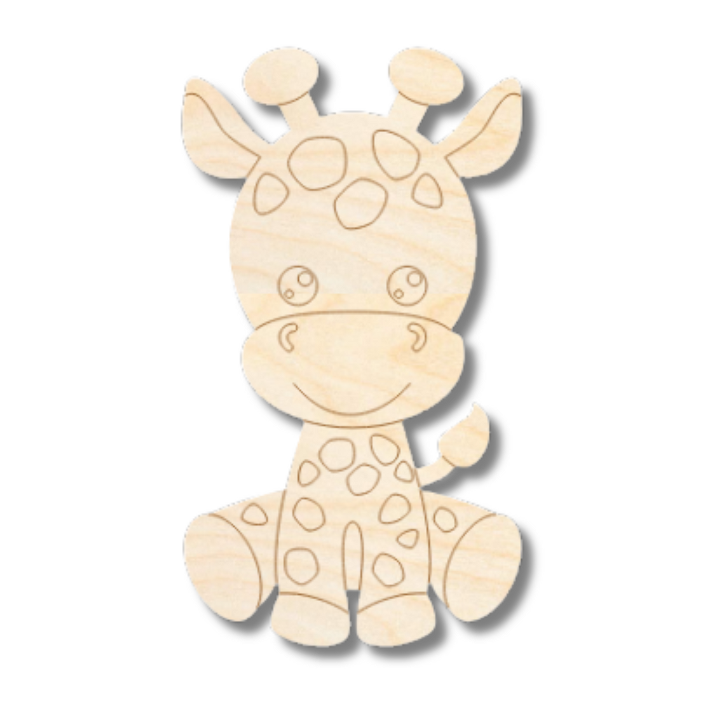 Unfinished Wood Etched Giraffe Shape | Paint By Line Crafts | up to 30" DIY