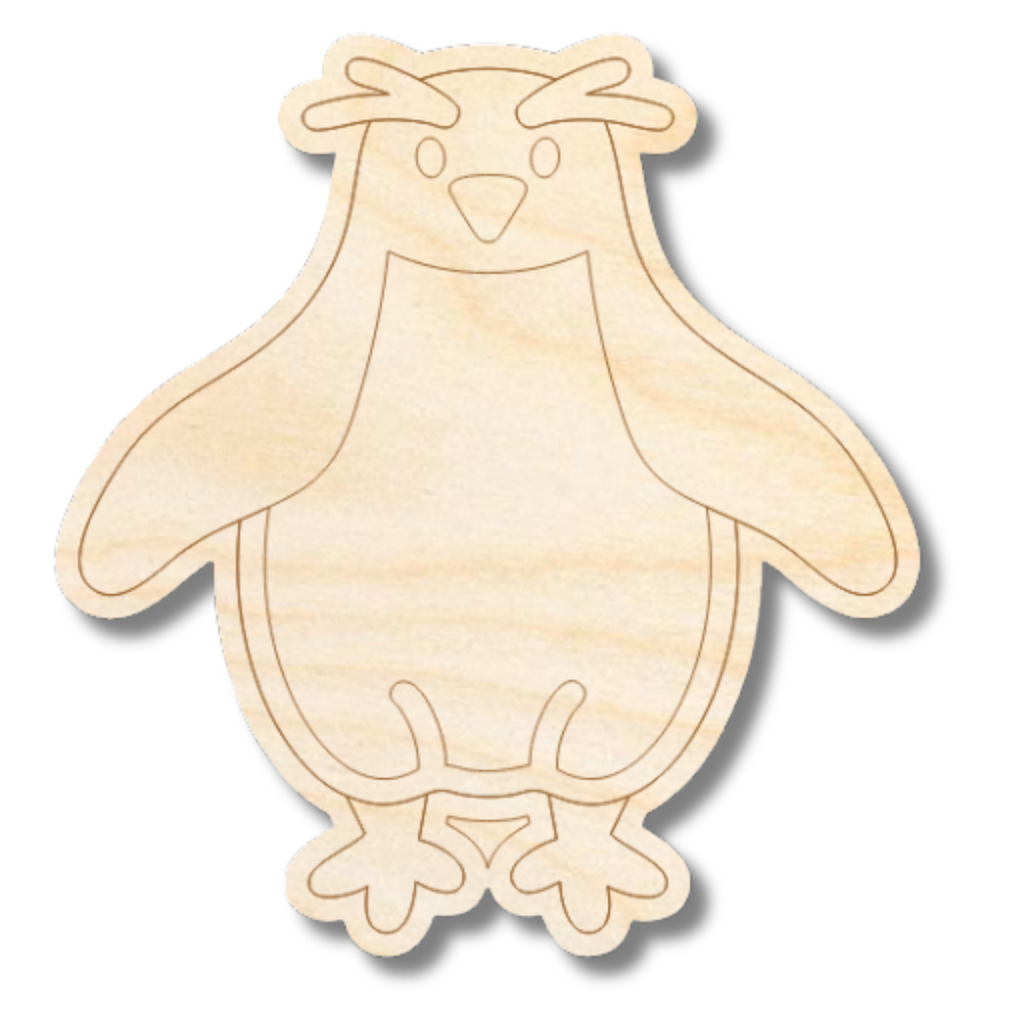 Unfinished Wood Etched Macaroni Penguin Shape | Paint By Line Crafts | up to 30" DIY