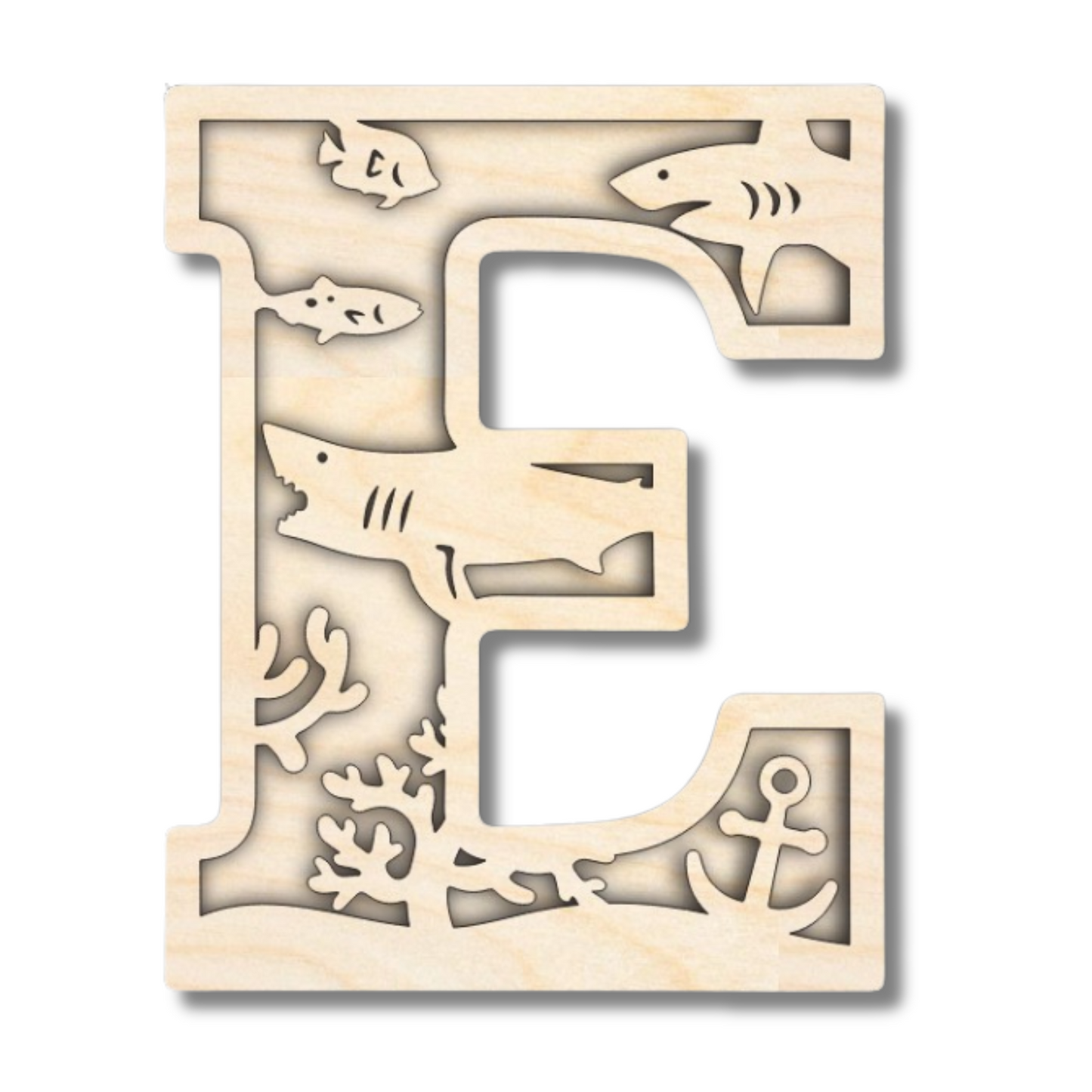 Unfinished Wood Layered Themed Letters | Ocean | A-Z | 2 Piece | up to 24"