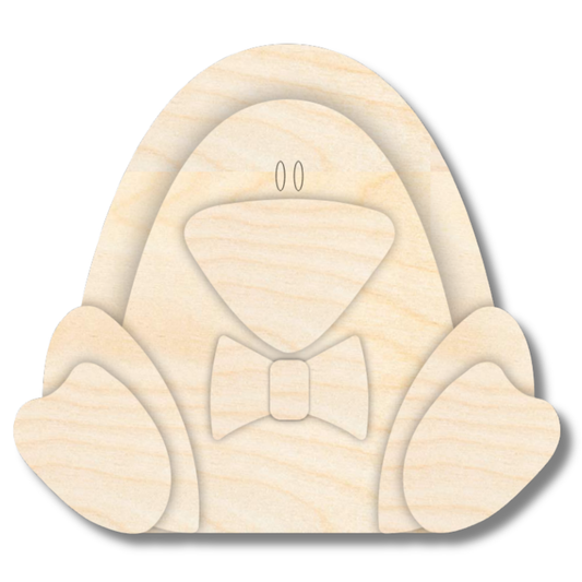 Unfinished Wood Layered and Etched Penguin Shelf Sitter | 6" Tall | 1/8" Wood | Wood Craft DIY