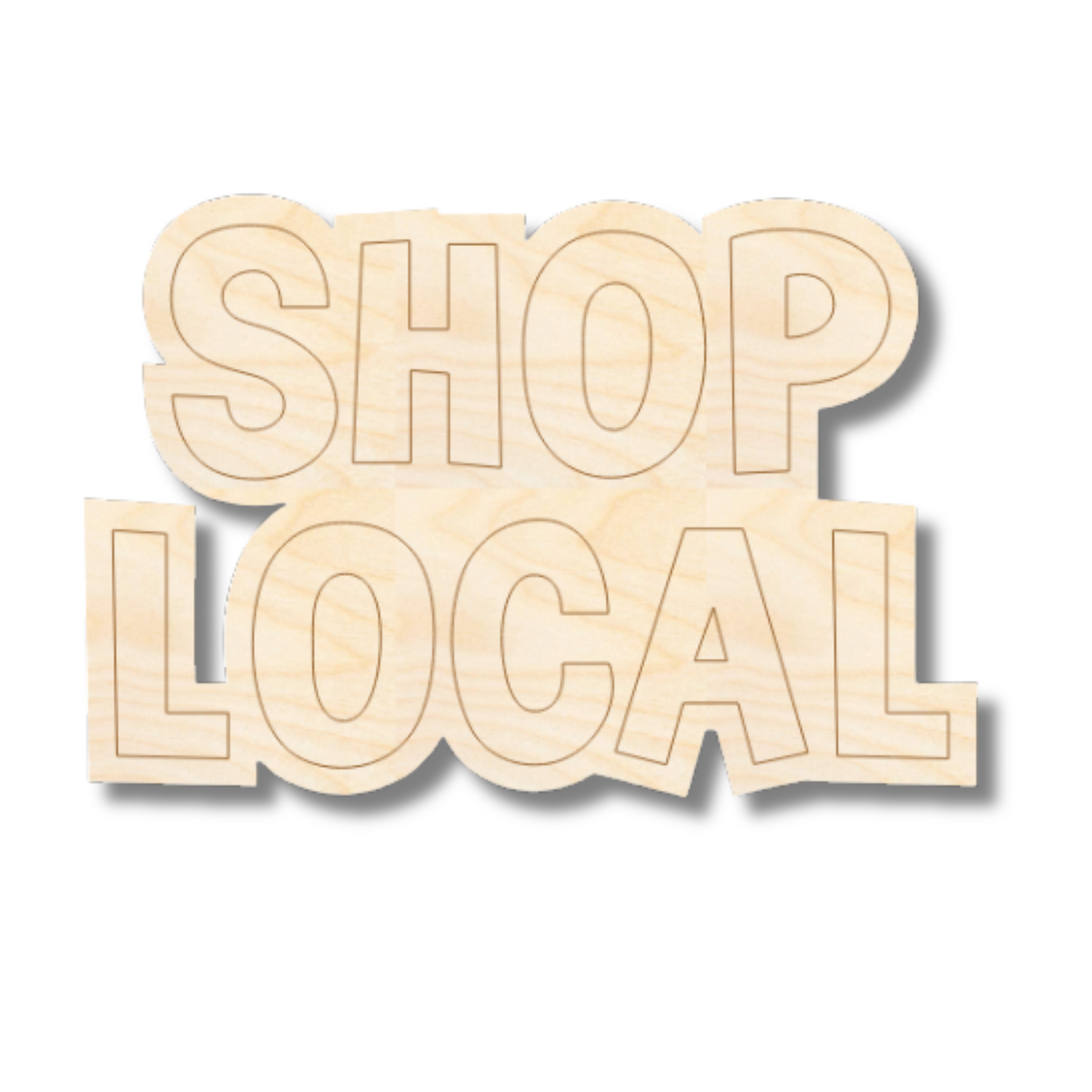 Unfinished Wood Etched Shop Local Shape | Paint By Line Crafts | up to 30" DIY