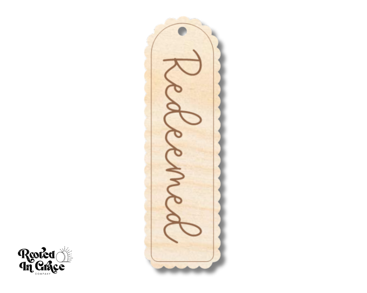 Unfinished Wood Redeemed Bookmark | Engraved | Rooted in Faith | up to 12" DIY