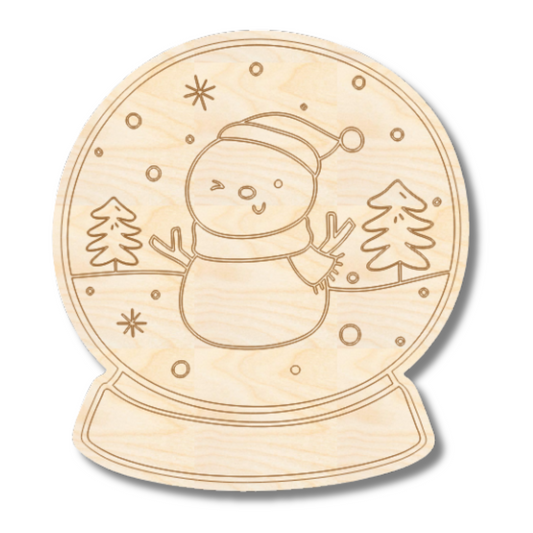 Unfinished Wood Etched Tree Snowman Snowglobe Shape | Paint By Line Crafts | up to 30" DIY