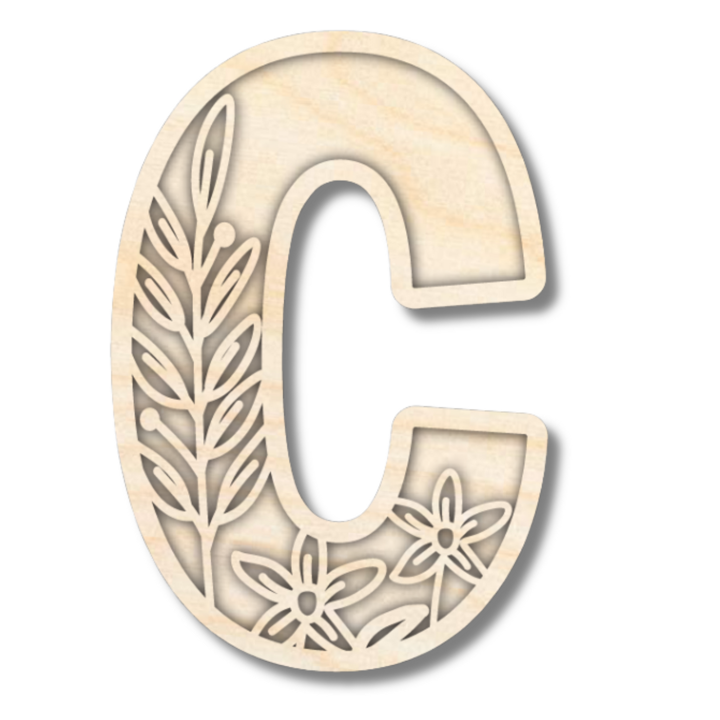 Unfinished Wood Layered Themed Letters | Wild Flowers | A-Z | 2 Piece | up to 24"