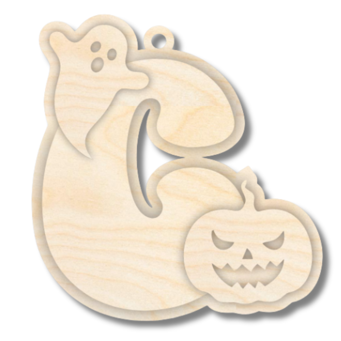 Unfinished Wood Layered Letter Halloween Ghost & Pumpkin Tags | A-Z | 4 Piece | 6" Tall | 1/8" Wood | Wood Craft DIY