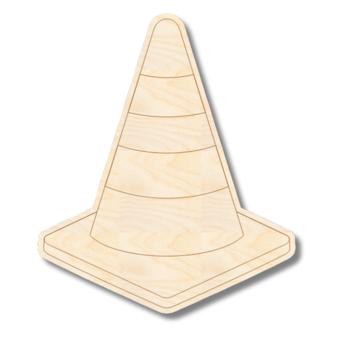 Unfinished Wood Etched Construction Cone Shape | Paint By Line Crafts | up to 30" DIY