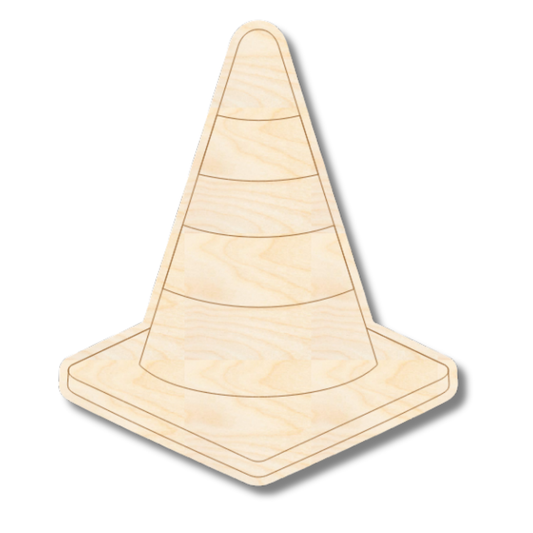 Unfinished Wood Etched Construction Cone Shape | Paint By Line Crafts | up to 30" DIY
