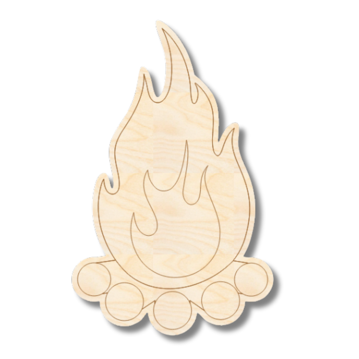 Unfinished Wood Etched Camp Fire Shape | Paint By Line Crafts | up to 30" DIY