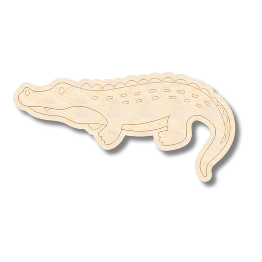 Unfinished Wood Etched Alligator Shape | Paint By Line Crafts | up to 30" DIY