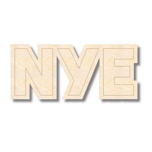 Unfinished Wood Etched NYE Shape | Paint By Line Crafts | up to 30" DIY