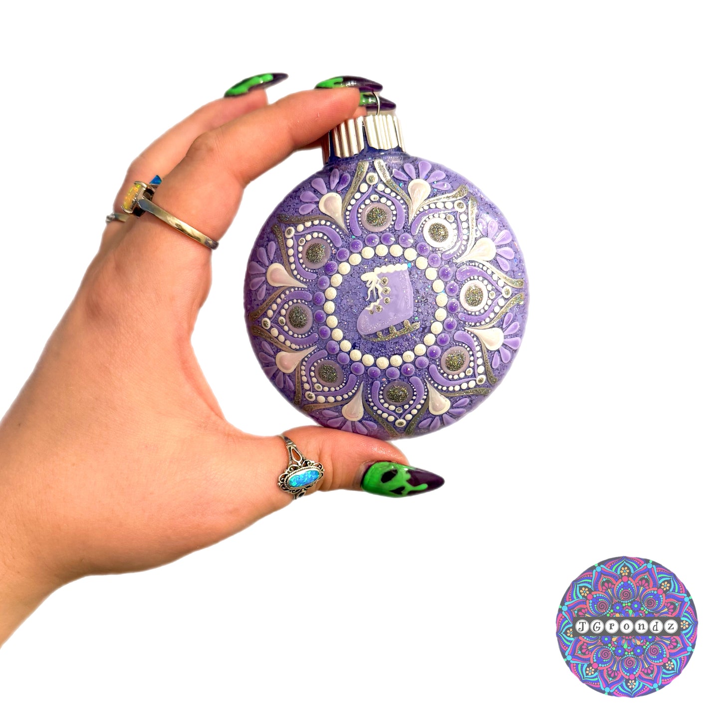 3” Ice Skate Mandala Glitter Ornament