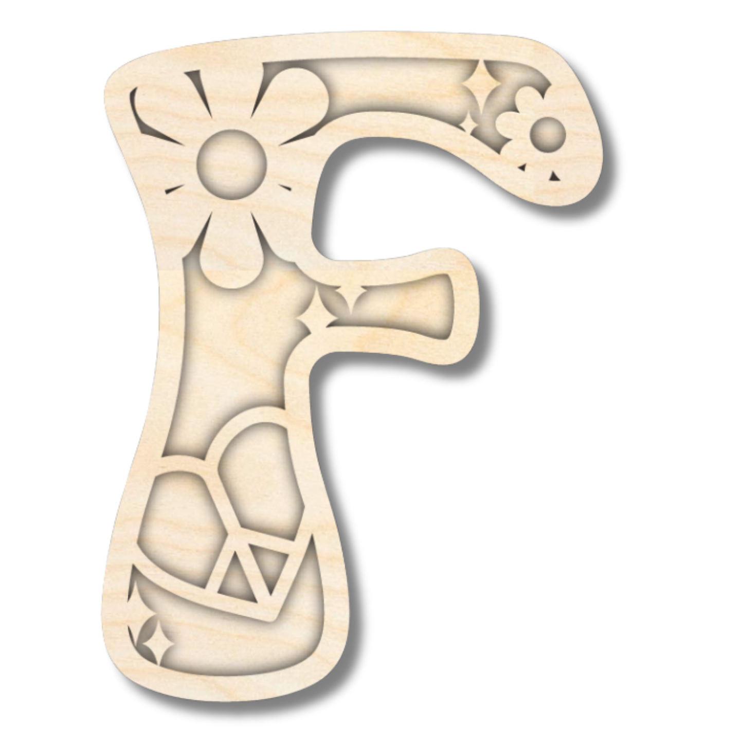 Unfinished Wood Layered Themed Letters | Groovy | A-Z | 2 Piece | up to 24"