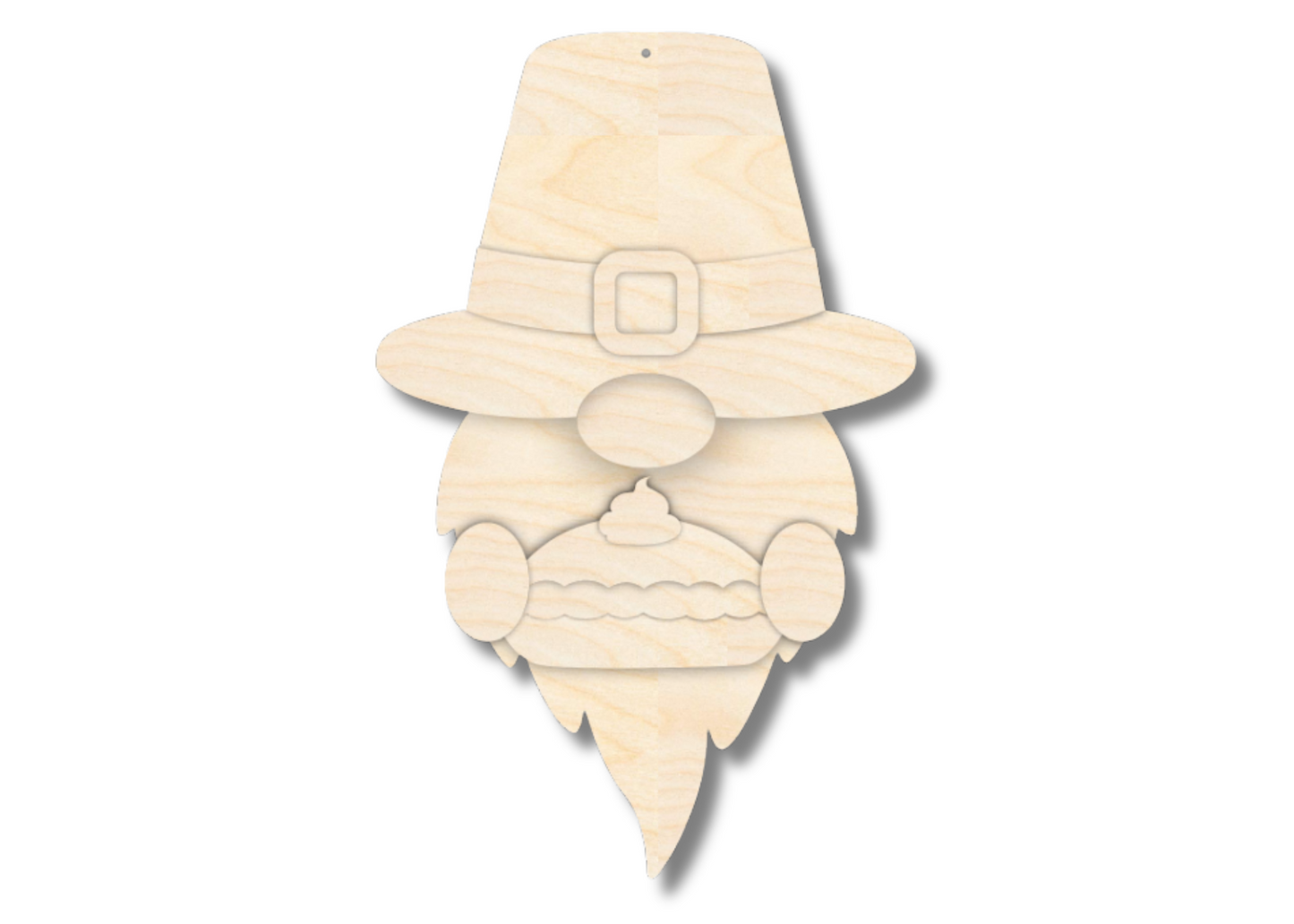 Unfinished Wood Layered Hanging Gnome Holding Pie| 2 Layers | up to 46"