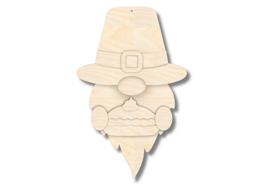 Unfinished Wood Layered Hanging Gnome Holding Pie| 2 Layers | up to 46"