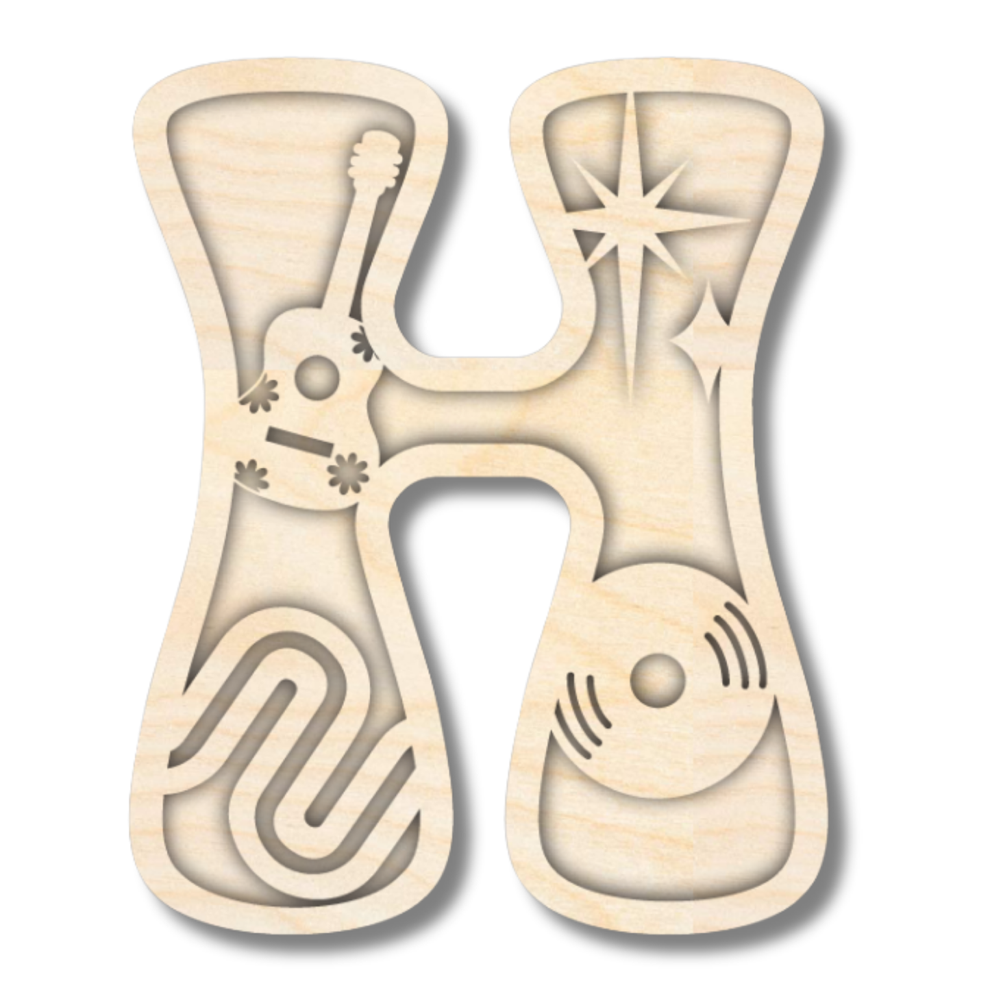 Unfinished Wood Layered Themed Letters | Groovy | A-Z | 2 Piece | up to 24"