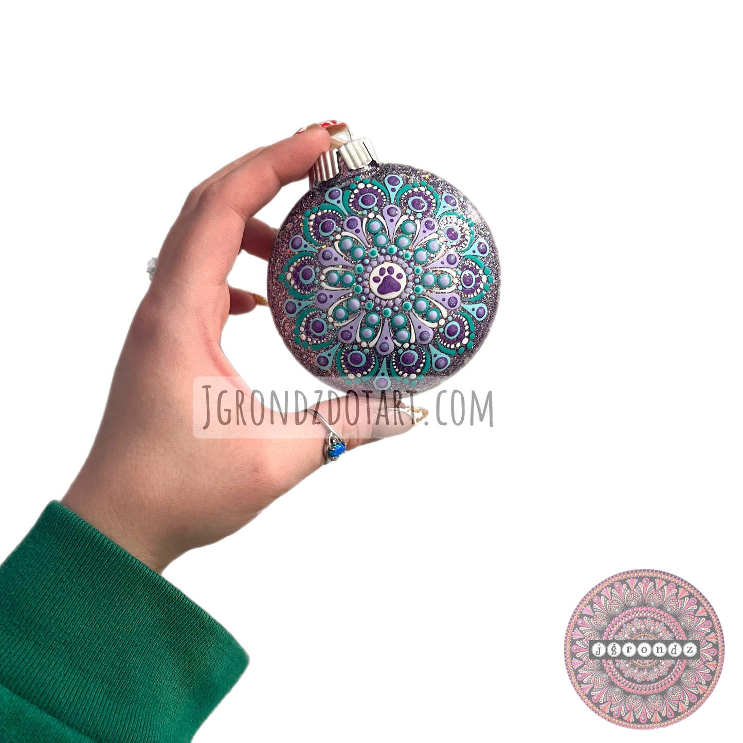 3” Paw Print Mandala Glitter Ornament