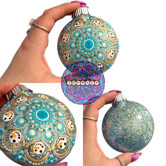 3” Snowman Mandala Glitter Ornament