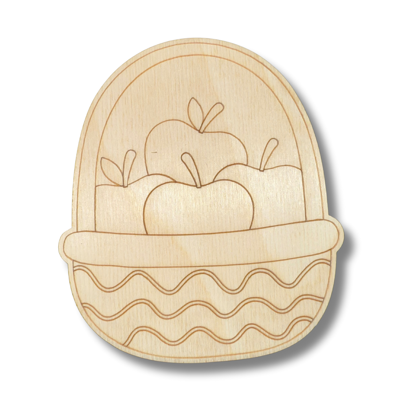Unfinished Wood Etched Basket of Apples Shape | Paint By Line Crafts | up to 30" DIY