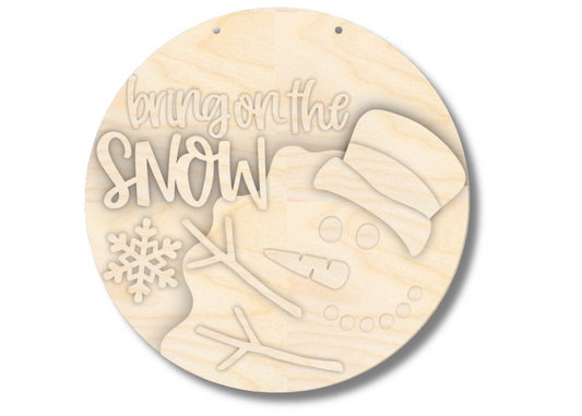 Unfinished Wood Bring On The Snow Door Sign Kit | Wood Craft Cutouts | 1/4" Thick |