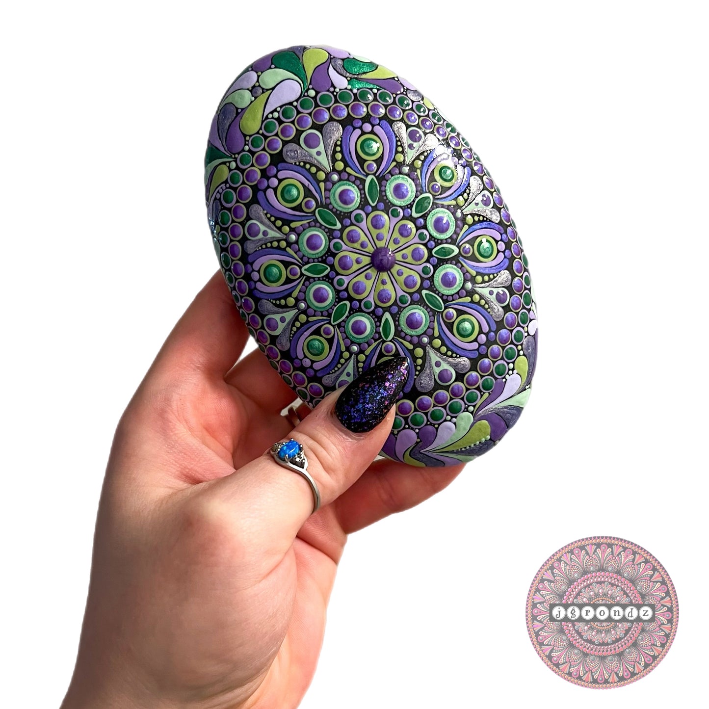 Oval Painted Mandala Stone