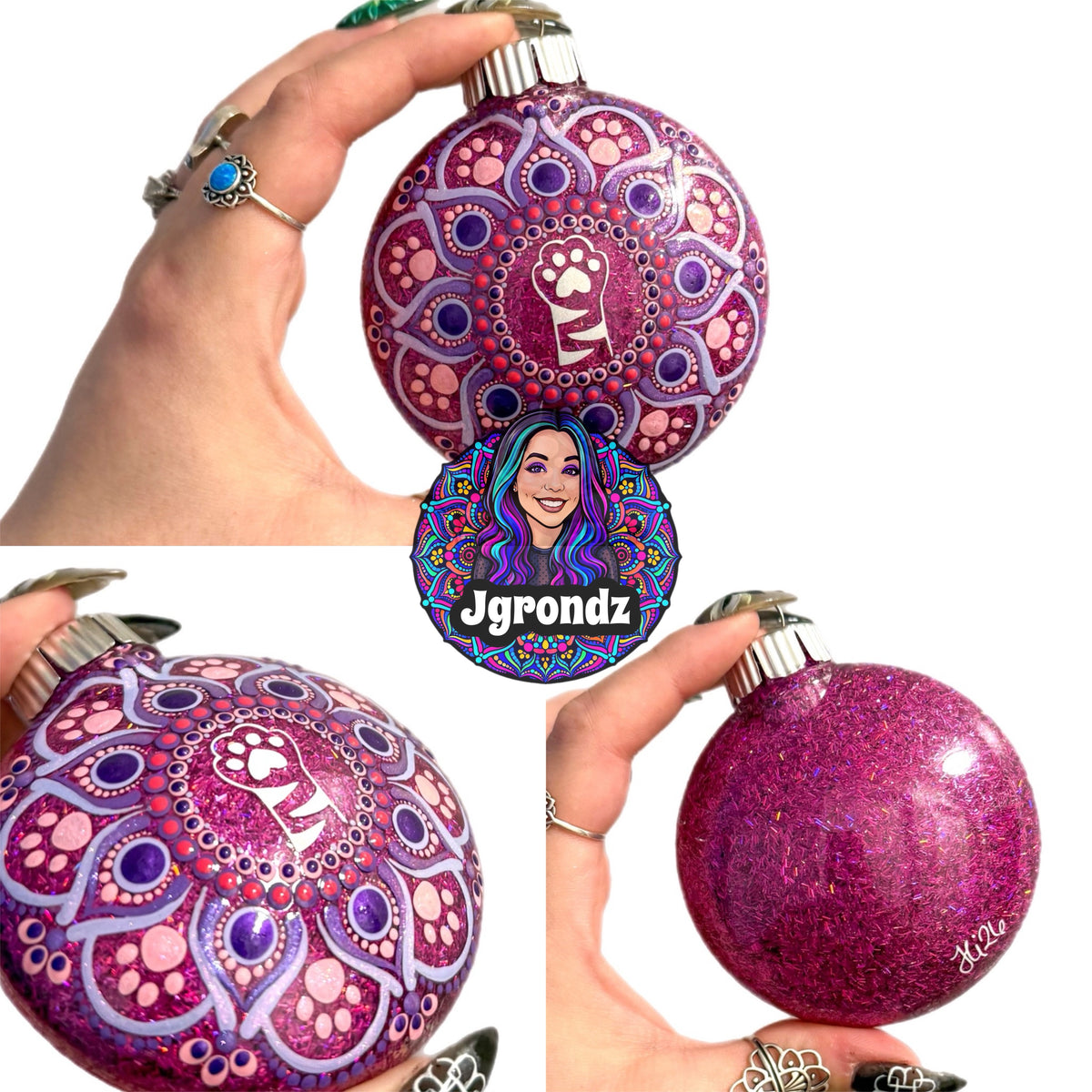 3” Cat Paw Mandala Ornament