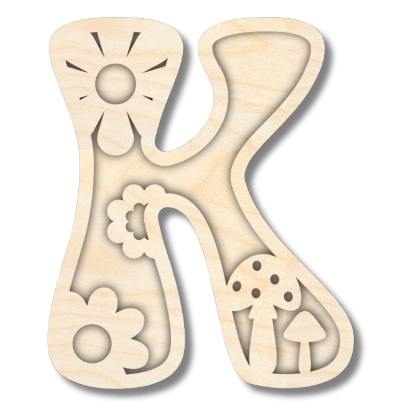 Unfinished Wood Layered Themed Letters | Groovy | A-Z | 2 Piece | up to 24"