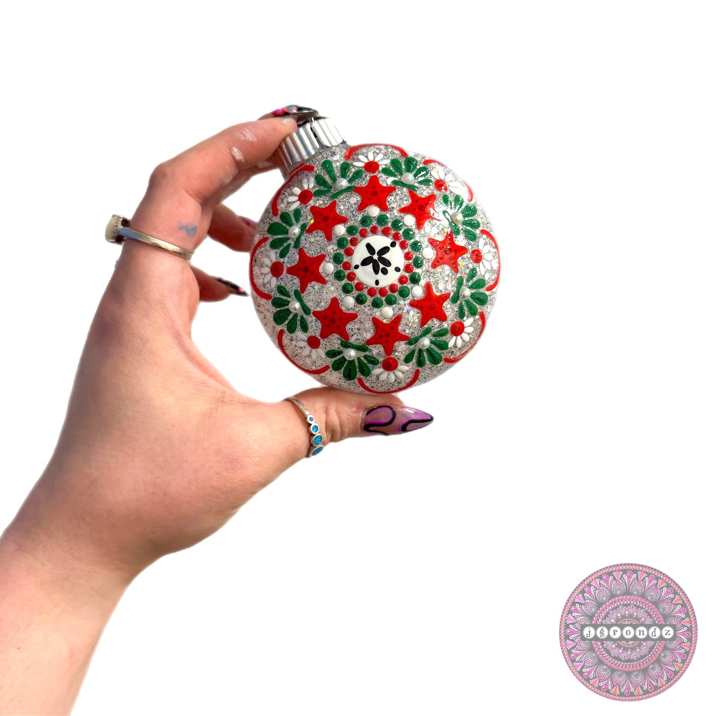 3” Beachy Mandala Glitter Ornament