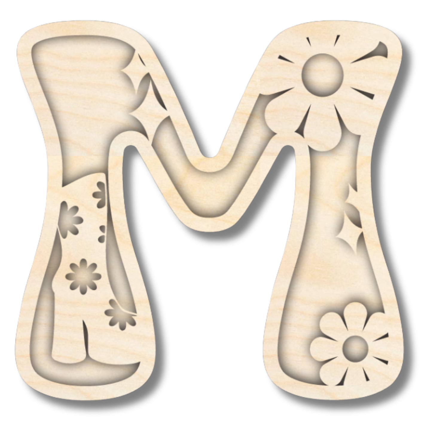 Unfinished Wood Layered Themed Letters | Groovy | A-Z | 2 Piece | up to 24"