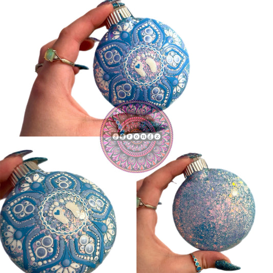 Baby’s First Christmas Mandala Glitter Ornament (MADE TO ORDER)