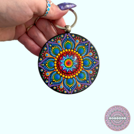 Rainbow Mandala Purse Pendant 3”