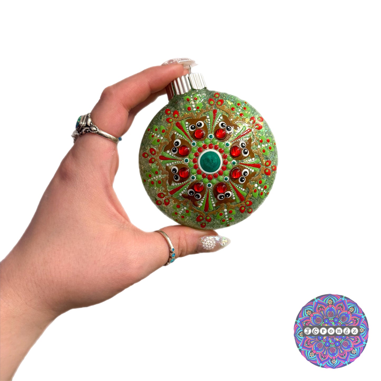 3” Rudolph Mandala Glitter Ornament