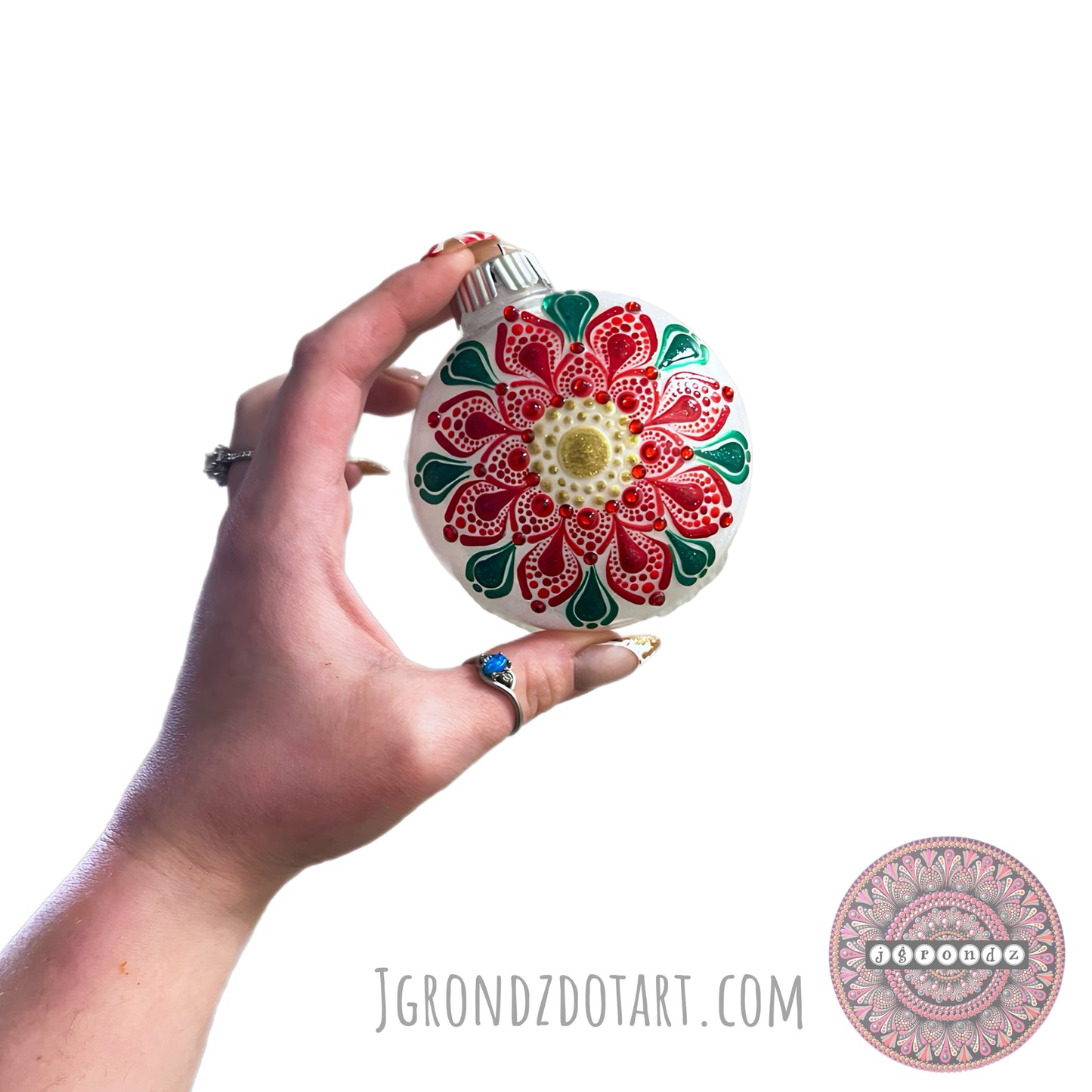 3” Poinsettia Mandala Glitter Ornament