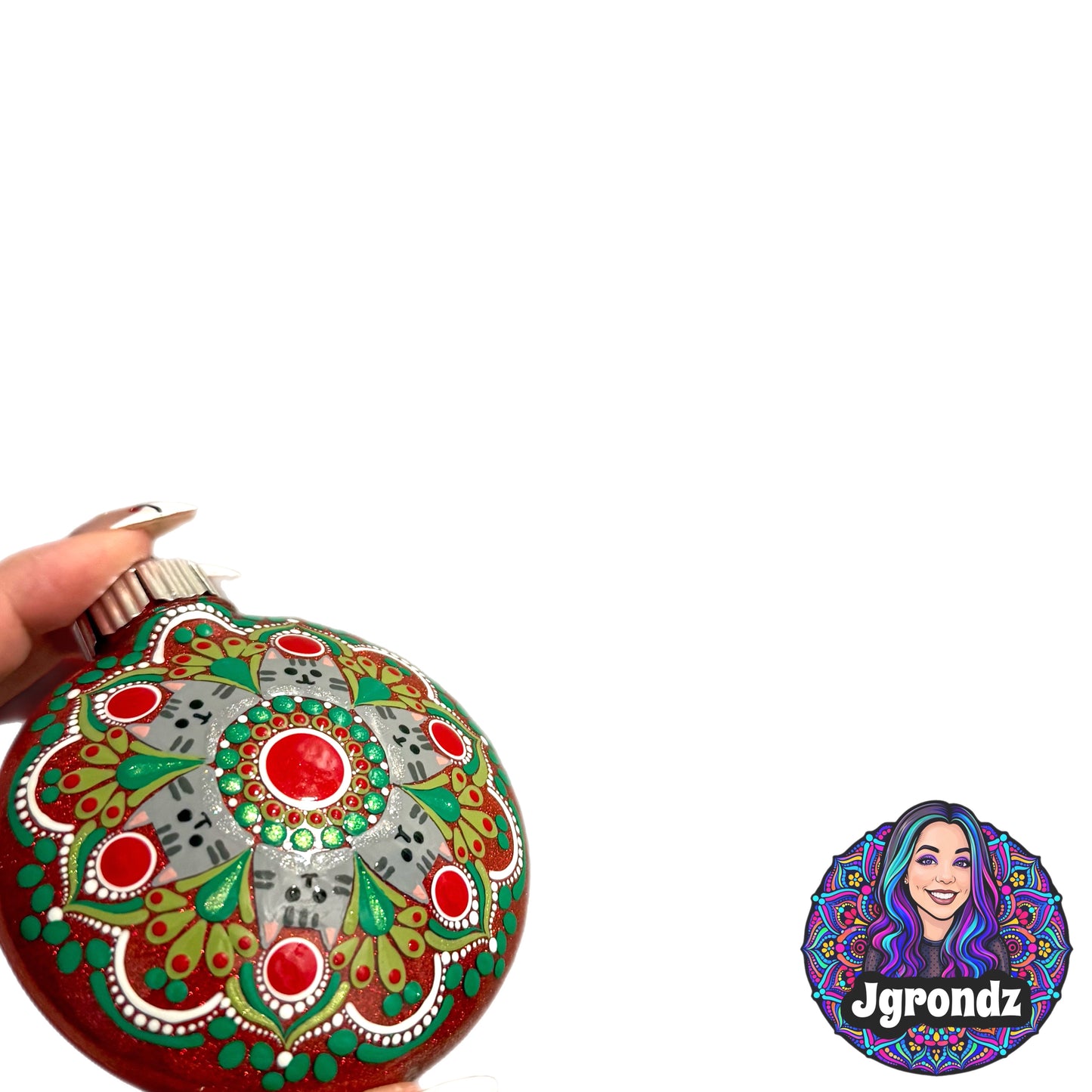 3” Grey Tabby Mandala Ornament