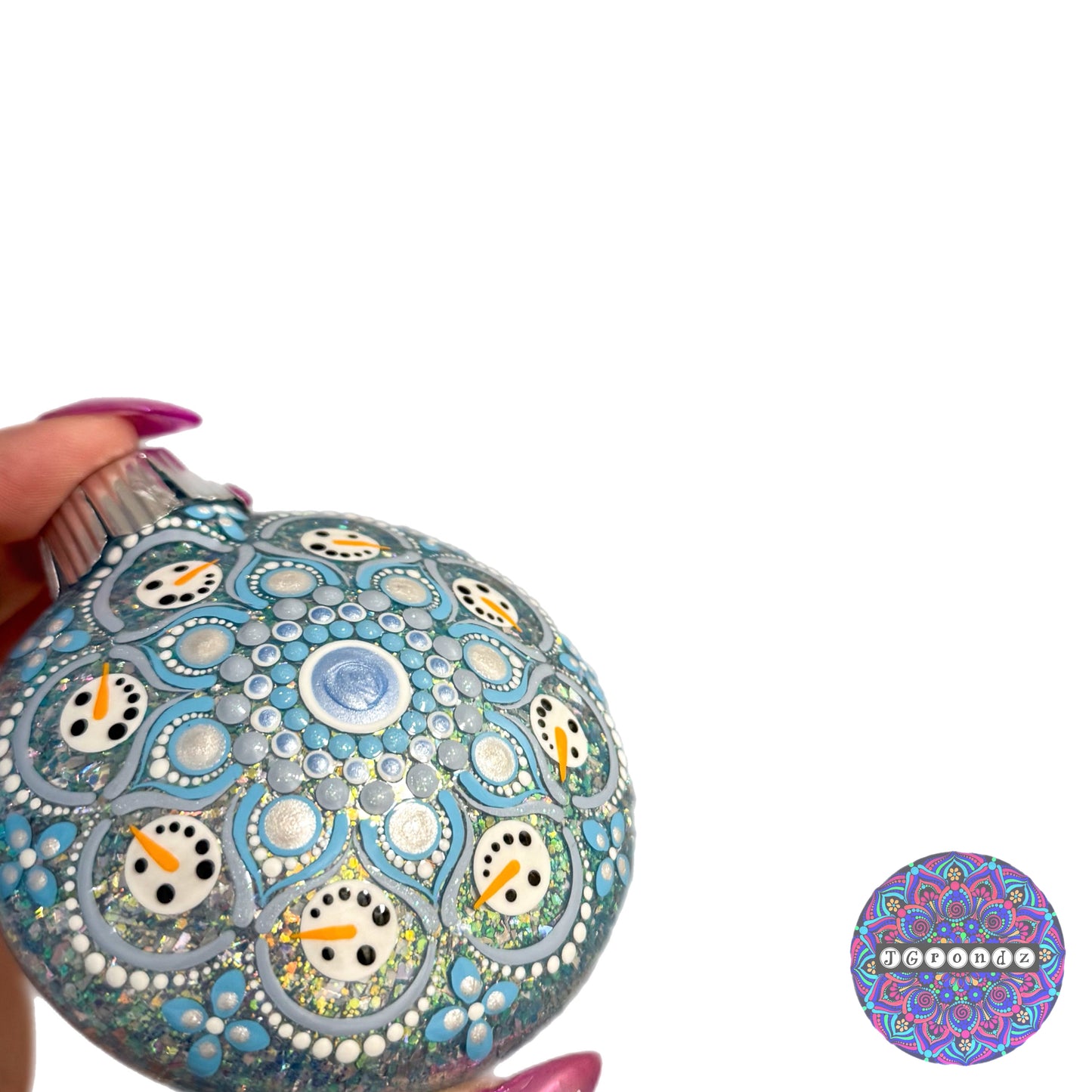 3” Snowman Mandala Glitter Ornament