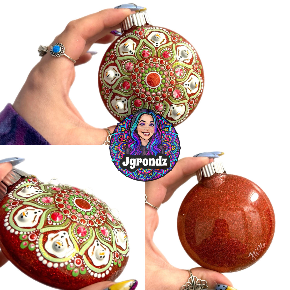 3” Melting Snowman Mandala Ornament