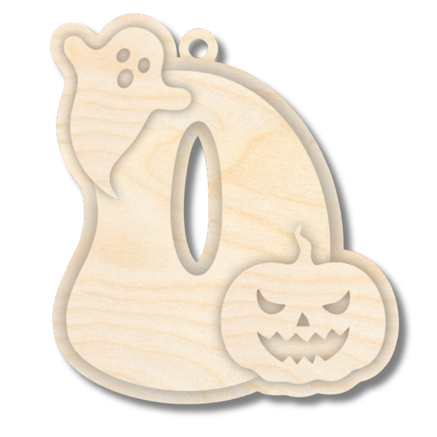 Unfinished Wood Layered Letter Halloween Ghost & Pumpkin Tags | A-Z | 4 Piece | 6" Tall | 1/8" Wood | Wood Craft DIY