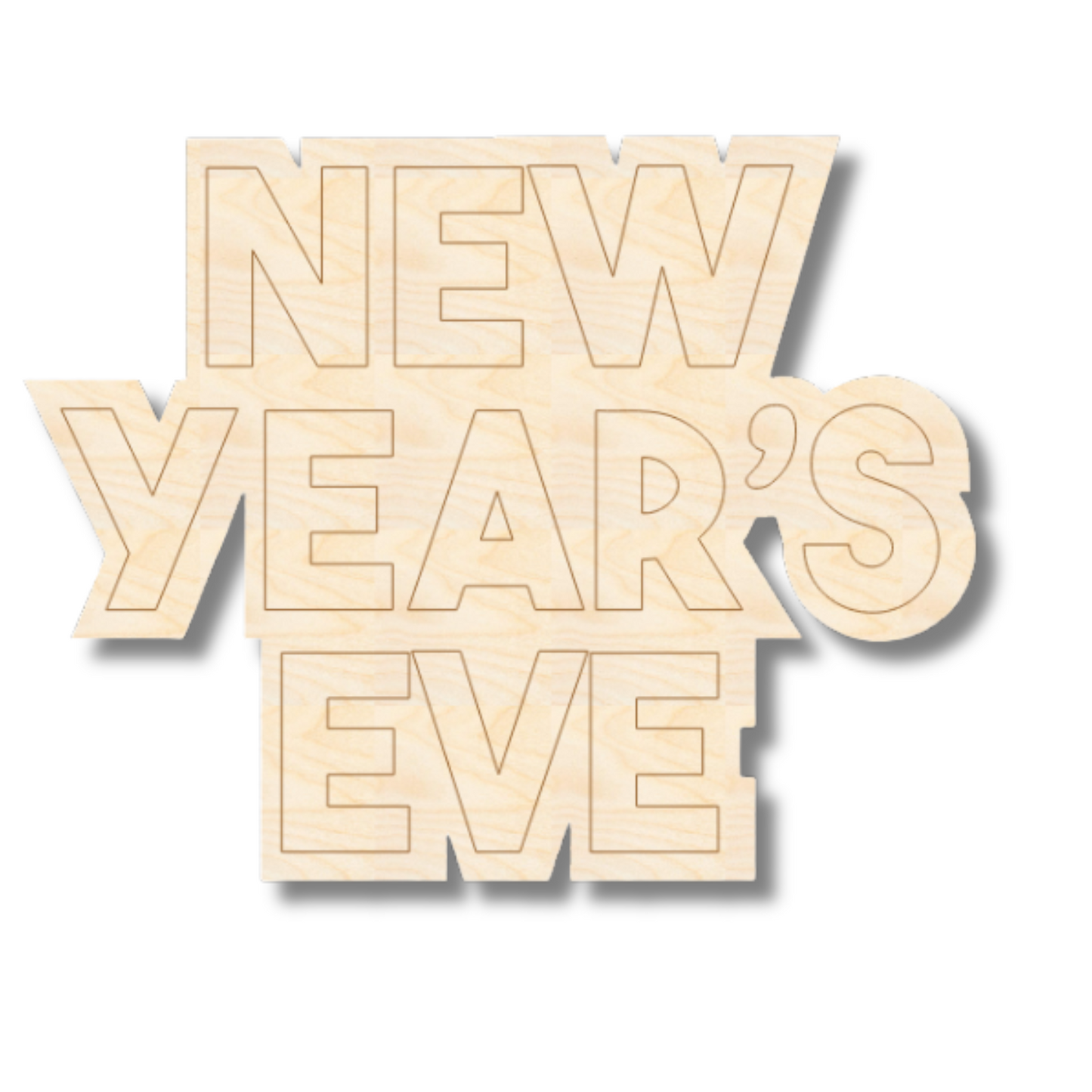 Unfinished Wood Etched New Year's Eve Shape | Paint By Line Crafts | up to 30" DIY