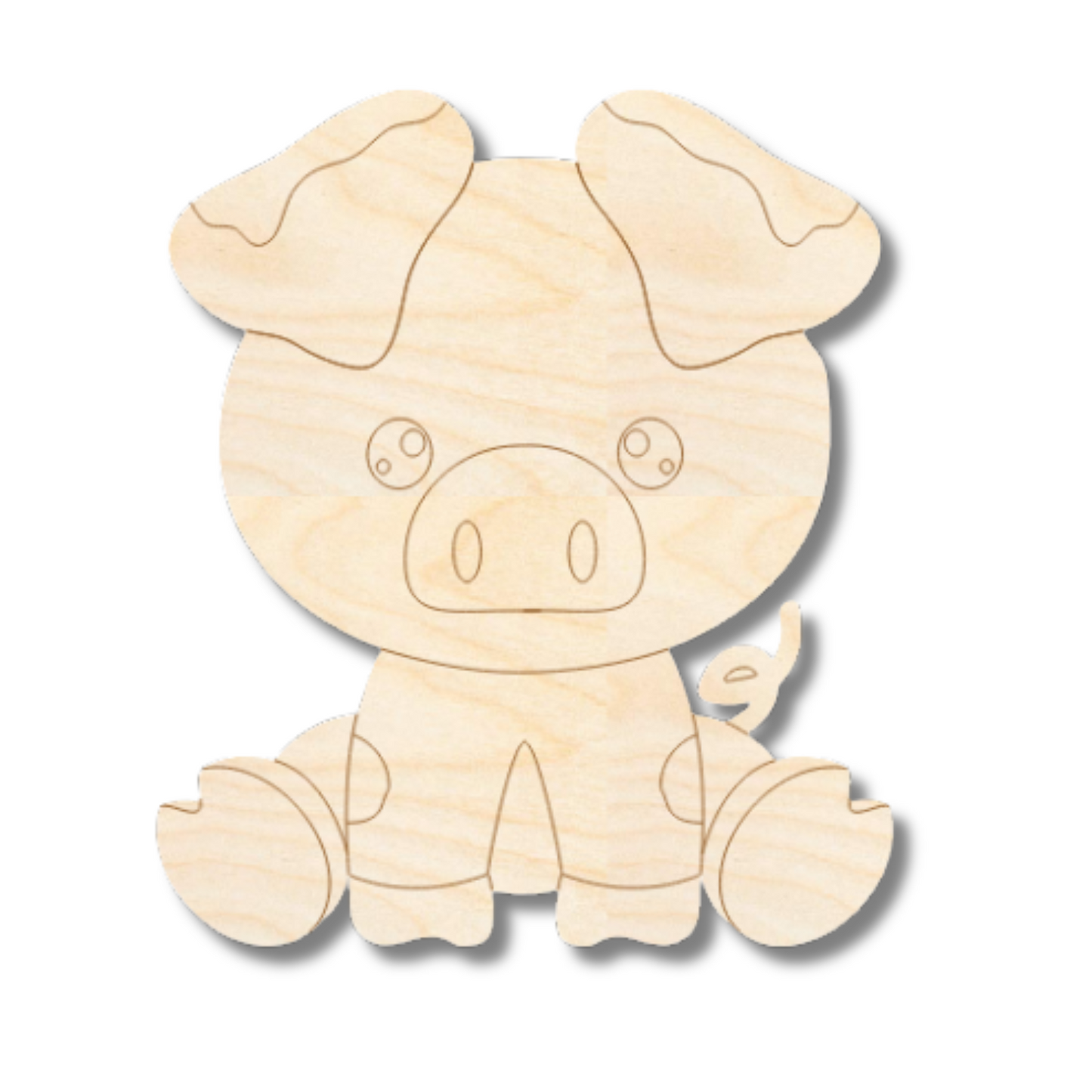 Unfinished Wood Etched Pig Shape | Paint By Line Crafts | up to 30" DIY