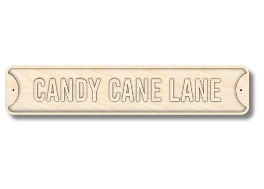 Unfinished Wood Candy Cane Lane Street Sign | 3 Piece | Layered Street Sign | up to 46" DIY