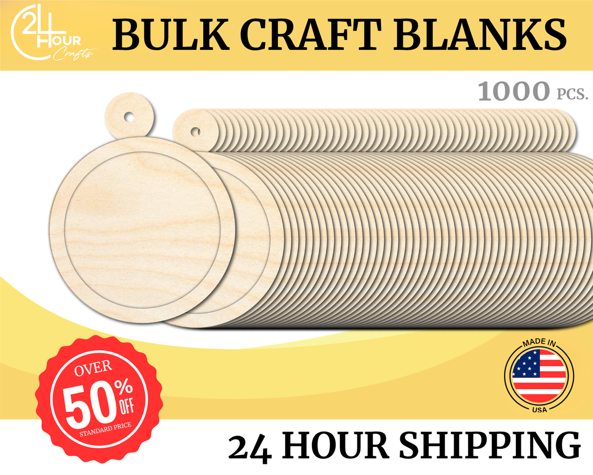 Unfinished Wood Layered Ornament Craft Blanks | Bulk 1000 Piece Pack | 2pc Layered Ornaments | 1/8" Thick Wood Cutouts | 4" or 5" DIY Craft Blanks | Wholesale Craft Supply