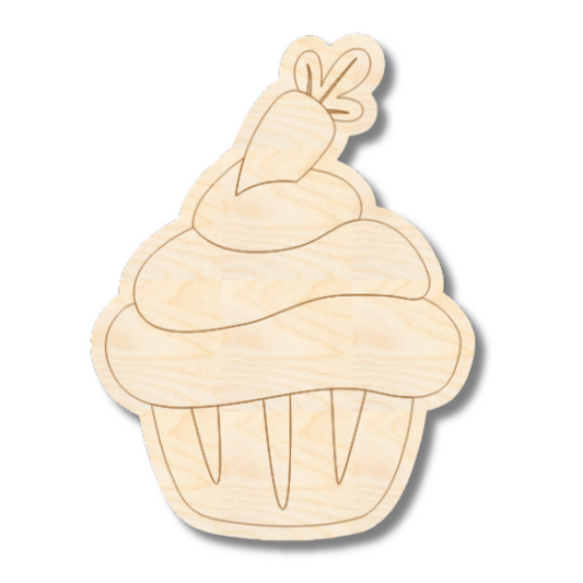 Unfinished Wood Etched Carrot Cup Cake Shape | Paint By Line Crafts | up to 30" DIY