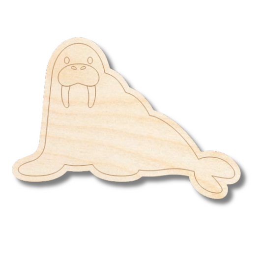 Unfinished Wood Etched Walrus Shape | Paint By Line Crafts | up to 30" DIY