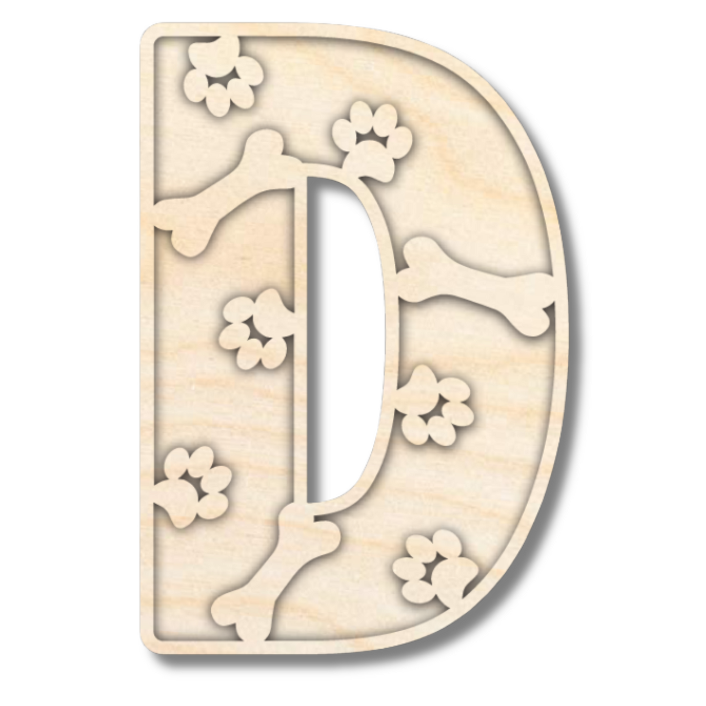 Unfinished Wood Layered Themed Letters | Paw Print | A-Z | 2 Piece | up to 24"