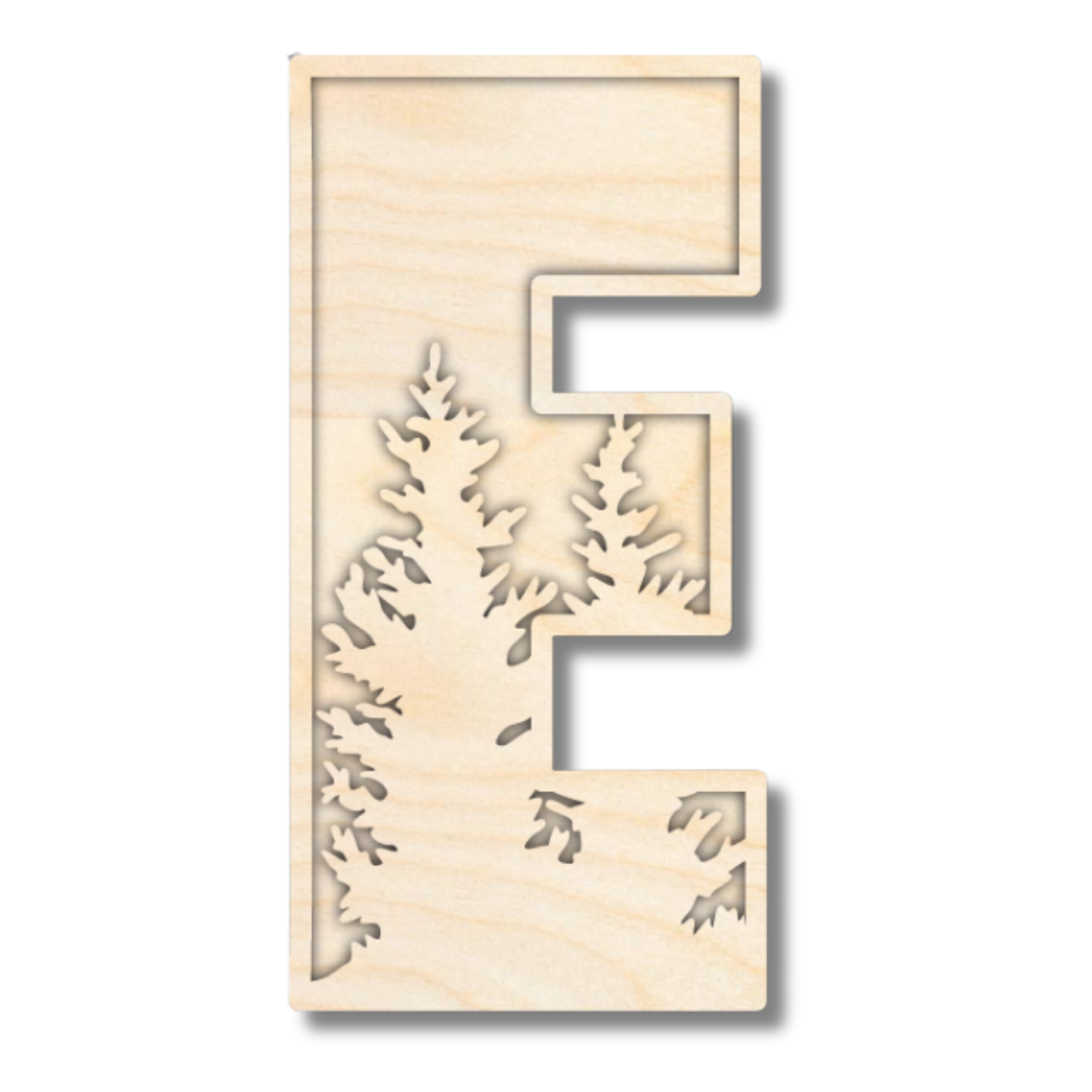 Unfinished Wood Layered Themed Letters | Pine Trees | A-Z | 2 Piece | up to 24"