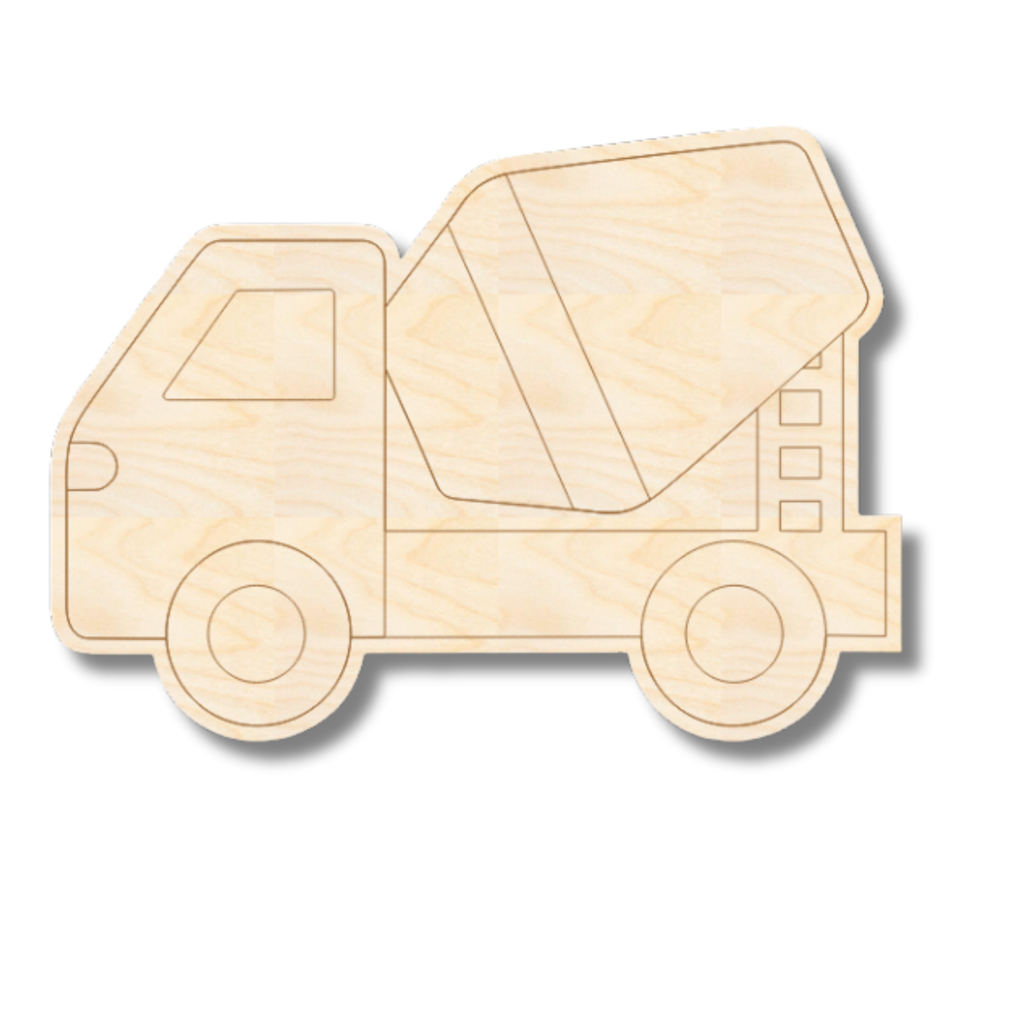 Unfinished Wood Etched Cement Truck Shape | Paint By Line Crafts | up to 30" DIY