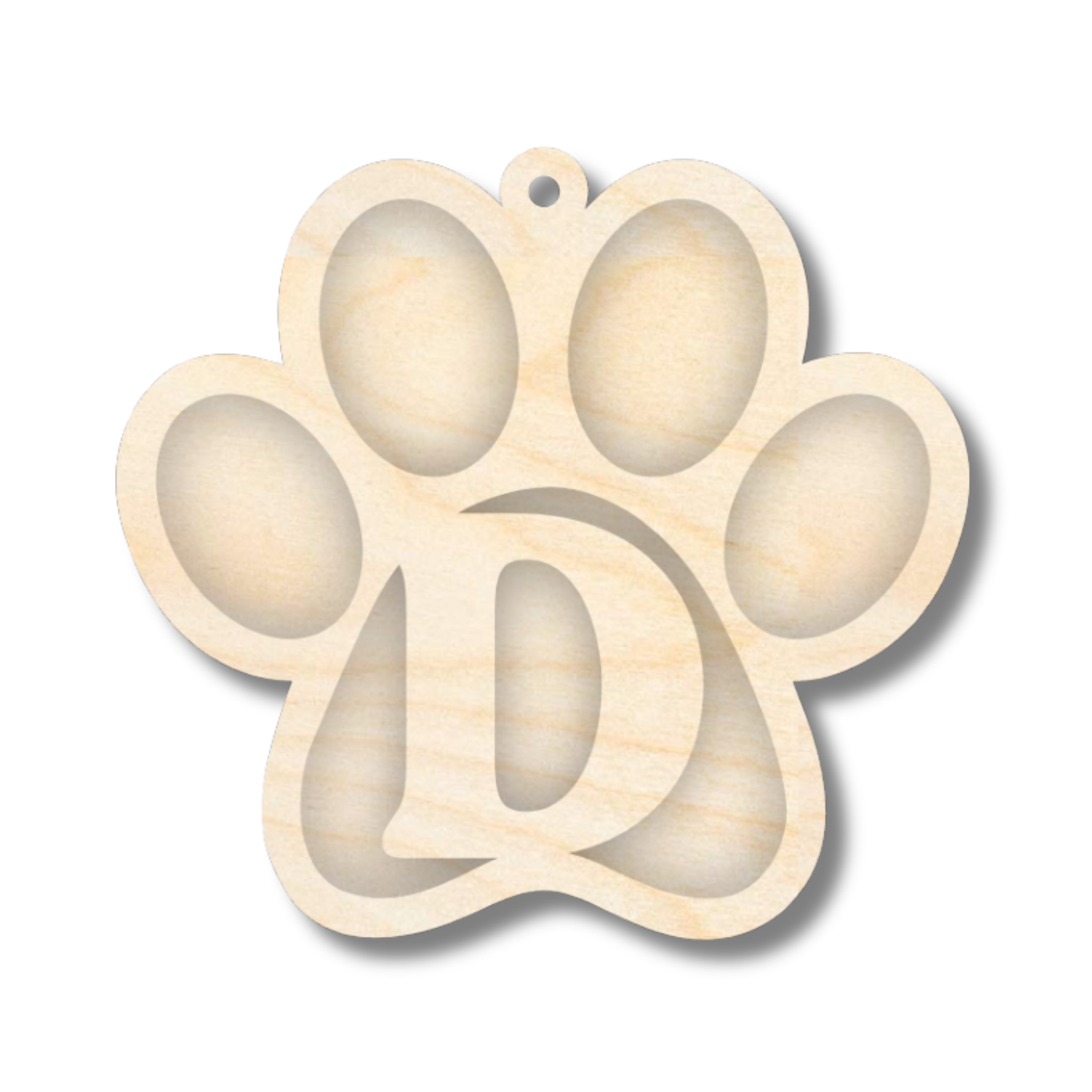 Unfinished Wood Layered Letter Paw Print Tags | A-Z | 2 Piece | 5" Wide | 1/8" Wood | Wood Craft DIY