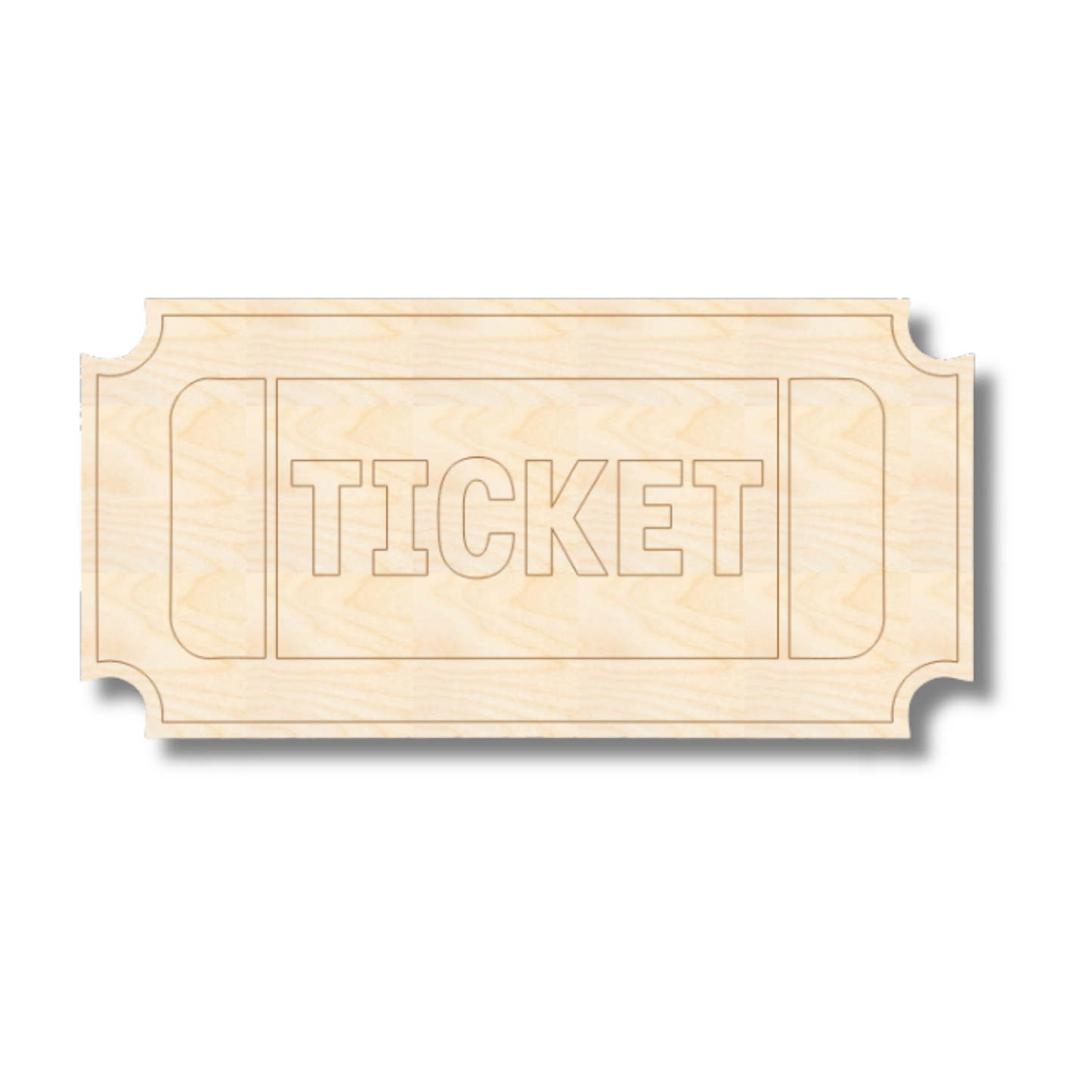 Unfinished Wood Etched Ticket Shape | Paint By Line Crafts | up to 30" DIY