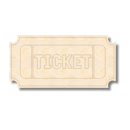 Unfinished Wood Etched Ticket Shape | Paint By Line Crafts | up to 30" DIY